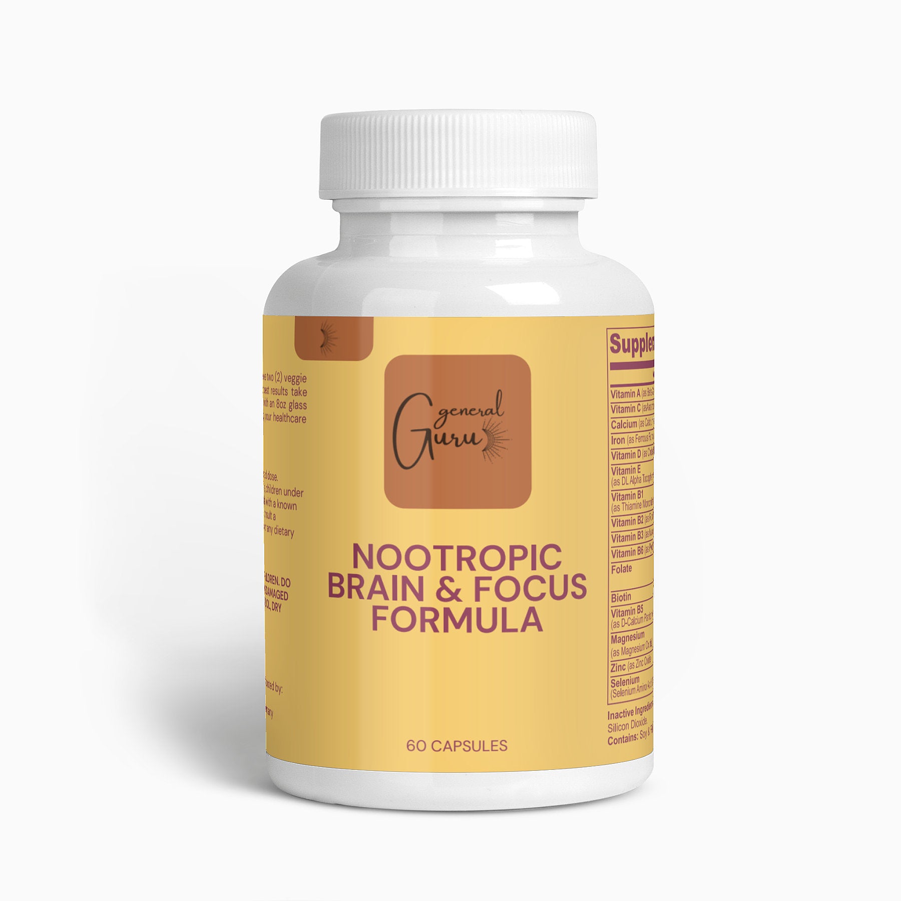 Unleash Your Mind - Immerse yourself in the clarity of our Nootropic Brain & Focus Formula. Experience natural support for cognitive function and mental focus with each capsule.